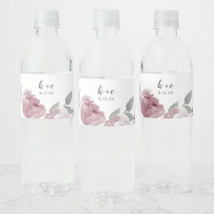 Etiqueta Para Botella De Agua Dusty Rose Desayuno de Novia Aquarela Floral