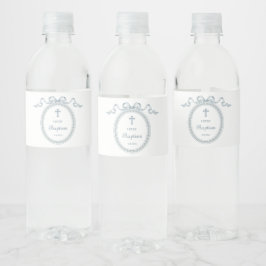 Etiqueta Para Botella De Agua El Bautismo Griego De Marco Azul Dusto