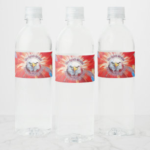 Etiqueta Para Botella De Agua El Espíritu De 1776, 2026 Águila Roja de Fuegos Ar