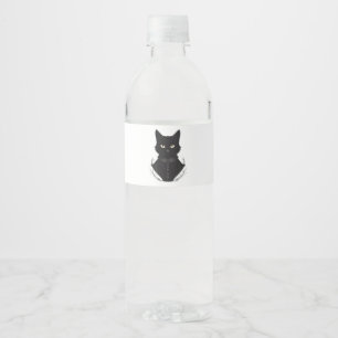 Etiqueta Para Botella De Agua El gato negro encantado de Salem
