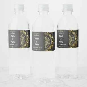 Etiqueta Para Botella De Agua El Oro Y La Noche Elegante Favorecen La Rústica Bo