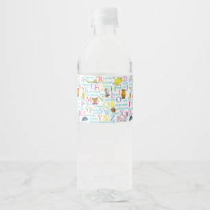 Etiqueta Para Botella De Agua El patrón ABC de Dr. Seuss con palabras