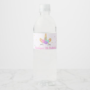 Etiqueta Para Botella De Agua El purpurina mágico del unicornio protagoniza