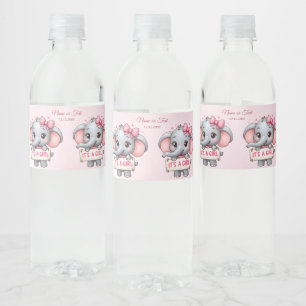 Etiqueta Para Botella De Agua Elefante rosa