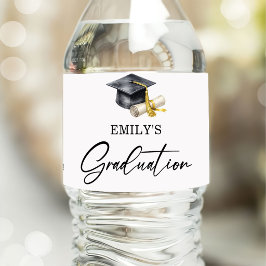 Etiqueta Para Botella De Agua Elegant Minimal Minimalist Graduation