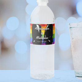 Etiqueta Para Botella De Agua Elegant Modern Gay Men Wedding Rainbow