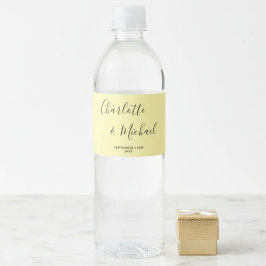 Etiqueta Para Botella De Agua Elegant Pale Yellow Script Minimalist Wedding