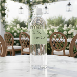 Etiqueta Para Botella De Agua Elegant Sage Green Script Minimalist Wedding