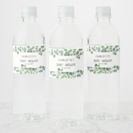 Etiqueta Para Botella De Agua Elegant Watercolor Eucalyptus Baby Shower