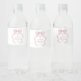 Etiqueta Para Botella De Agua Elegante bautismo de vacas rosadas