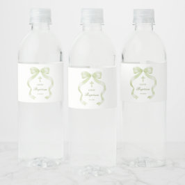 Etiqueta Para Botella De Agua Elegante bautismo de vacas verdes