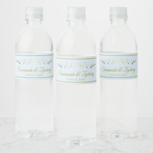 Etiqueta Para Botella De Agua Elegante Boda azul en polvo en polvo