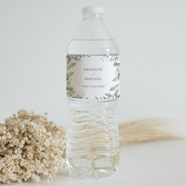Etiqueta Para Botella De Agua Elegante Boda botánico (Subido por el creador)