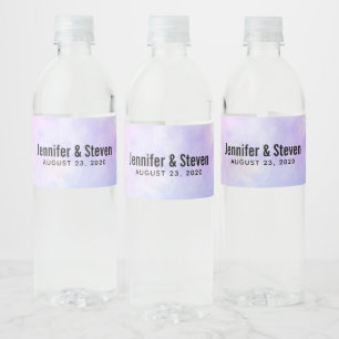 Etiqueta Para Botella De Agua Elegante Boda de color azul rosa púrpura