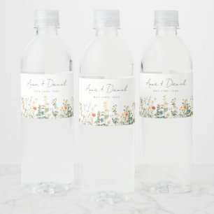 Etiqueta Para Botella De Agua Elegante Boda de Flor Silvestre
