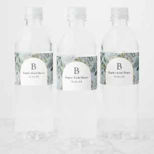Etiqueta Para Botella De Agua Elegante boda de la vegetación botánica azul turqu