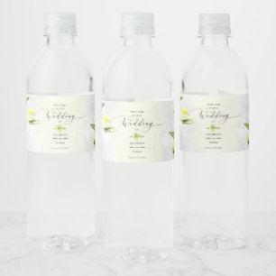 Etiqueta Para Botella De Agua Elegante Boda de marcas de color de agua de oliva