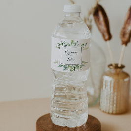 Etiqueta Para Botella De Agua Elegante Boda del follaje verde tropical