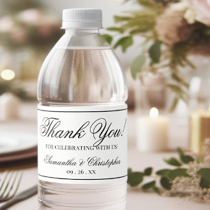 Etiqueta Para Botella De Agua Elegante Boda Minimalista simple gracias