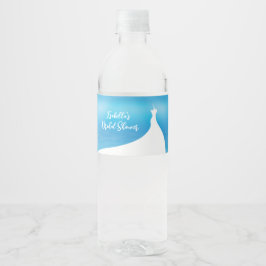Etiqueta Para Botella De Agua Elegante Bridal Ducha azul acuarela