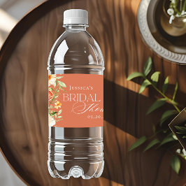 Etiqueta Para Botella De Agua Elegante Bridal Shower Floral de Cítricos