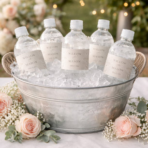 Etiqueta Para Botella De Agua Elegante Clásico Boda Barroca Marfil