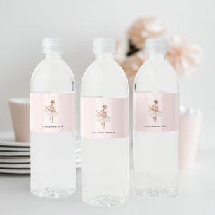 Etiqueta Para Botella De Agua Elegante cumpleaños rosado Ballerina