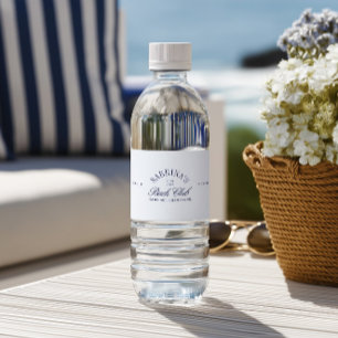 Etiqueta Para Botella De Agua Elegante Despedida de Soltera Azul Marino Moderno