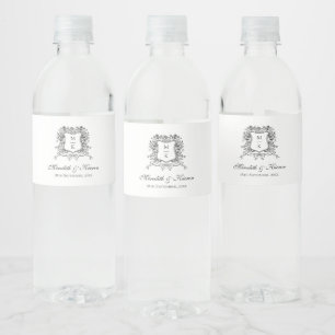 Etiqueta Para Botella De Agua Elegante Escudo de la línea Art Boho Boda