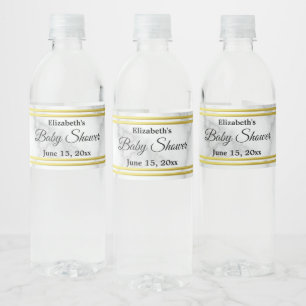 Etiqueta Para Botella De Agua Elegante Faux White Marble Look Baby Shower