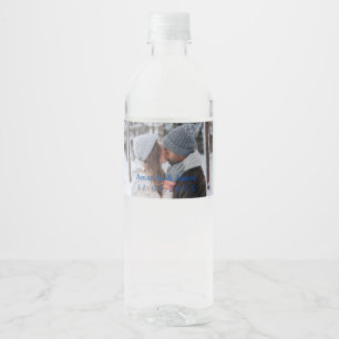 Etiqueta Para Botella De Agua Elegante foto de boda favorece el rústico