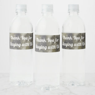Etiqueta Para Botella De Agua Elegante gracias las gracias veteadas azul de la