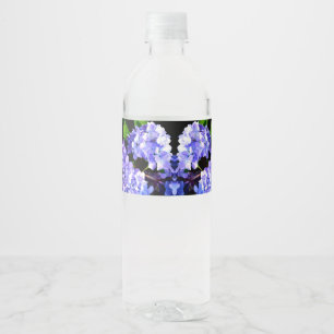 Etiqueta Para Botella De Agua Elegante hortensias azul violeta de flores moradas