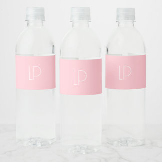 Etiqueta Para Botella De Agua Elegante inicial moderna minimalista en rosa paste
