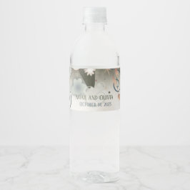 Etiqueta Para Botella De Agua Elegante Inspiración Floral de Boda Personalizada
