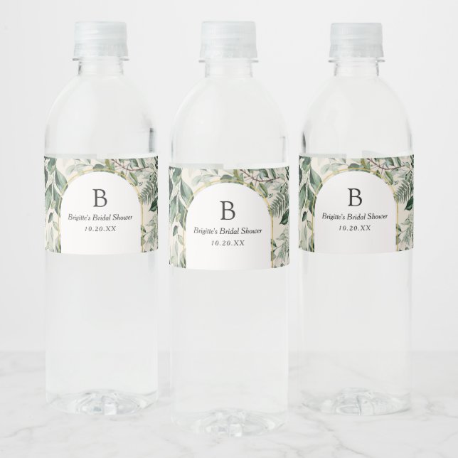 Etiqueta Para Botella De Agua Elegante jardín botánico beige ducha de novia (Botellas)