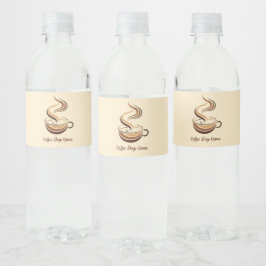 Etiqueta Para Botella De Agua Elegante logotipo de tienda de café marrón negocio