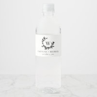 Elegante Monograma Botánico Inicial Boda Agua B