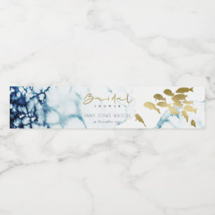 ETIQUETA PARA BOTELLA DE AGUA ELEGANTE NAVY DE ORO SUBMARINO DUCHA BRIDAL DE PES