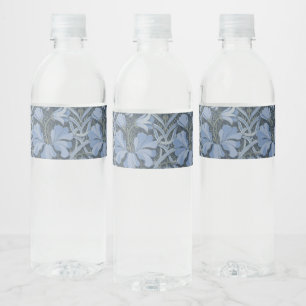 Etiqueta Para Botella De Agua Elegante patrón floral de acuarela azul