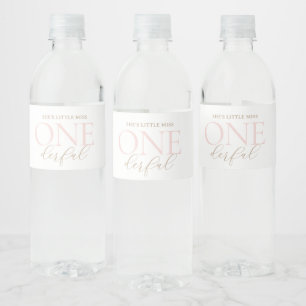 Etiqueta Para Botella De Agua Elegante Pequeña Miss Maravillosa Primer Cumpleaño