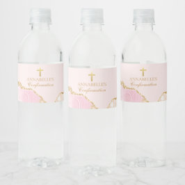 Etiqueta Para Botella De Agua Elegante Personalizado de Agate de Oro Rosa de Con