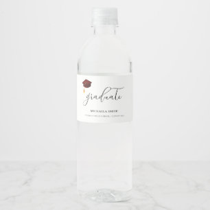 Etiqueta Para Botella De Agua Elegante Script Maroon High School Graduado