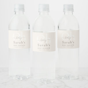 Etiqueta Para Botella De Agua Elegante Simple Beige Neutral en Género Oh Fiesta