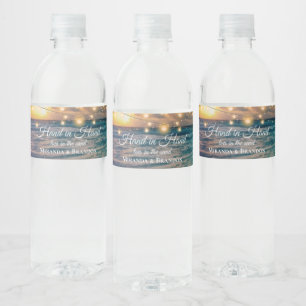 Etiqueta Para Botella De Agua Elegante String Lights Verano Beach Wedding Water