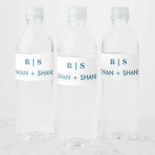 Etiqueta Para Botella De Agua Elegante Terracota & azul Mini Vino de Novia