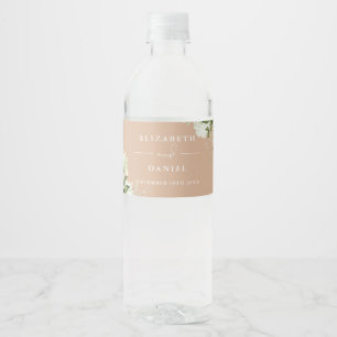 Etiqueta Para Botella De Agua Elegante vegetación Floral Tan Boda