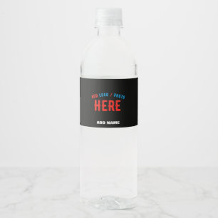 ETIQUETA PARA BOTELLA DE AGUA ELEGANTES MODERNAS PERSONALIZABLES NEGRAS MARCAS V