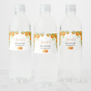 Etiqueta Para Botella De Agua Elegantes naranjas y flores de acuarela