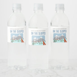 Etiqueta Para Botella De Agua En Las Pistas Esquí De Nieve Fin De Semana De Bach